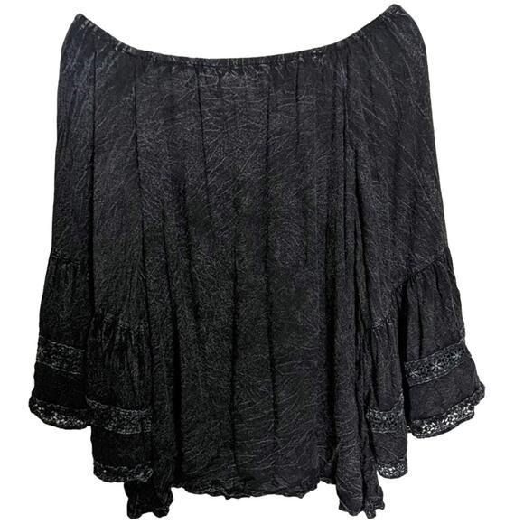 Altar'd State Small Black Off The Shoulder Crochet Knit Flowy Boho Peasant Small - Picture 7 of 7
